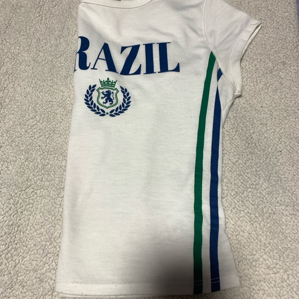 Brazil Kids White and Green T-Shirt
